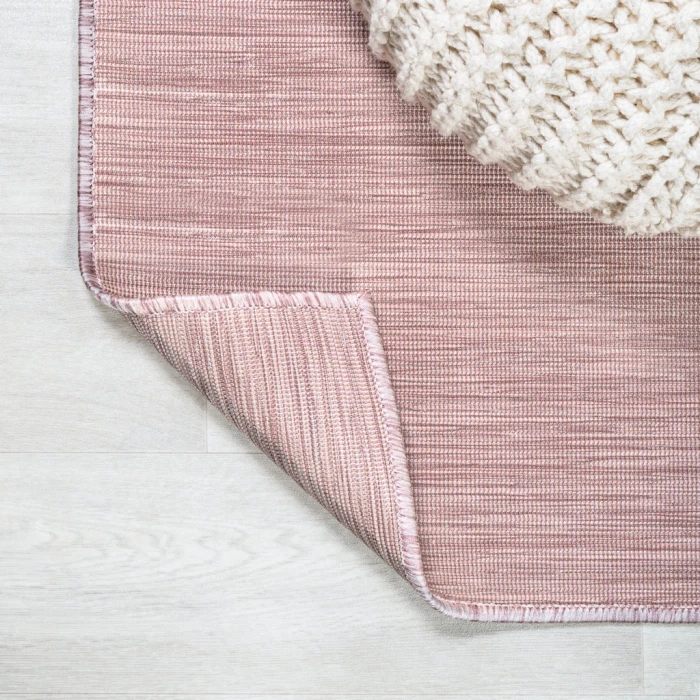 Ethan Modern Flatweave Solid Pink 2 ft. x 8 ft. Indoor/Outdoor Runner Rug