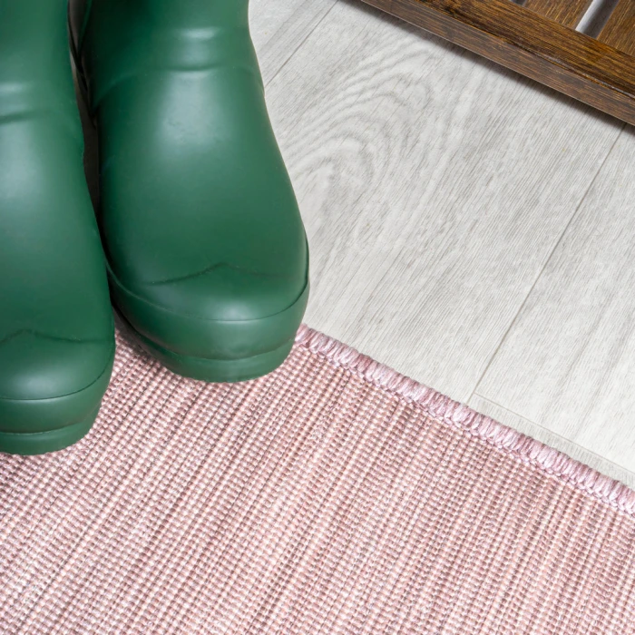 Ethan Modern Flatweave Solid Pink 2 ft. x 8 ft. Indoor/Outdoor Runner Rug
