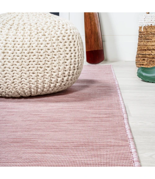 Ethan Modern Flatweave Solid Pink 2 ft. x 8 ft. Indoor/Outdoor Runner Rug