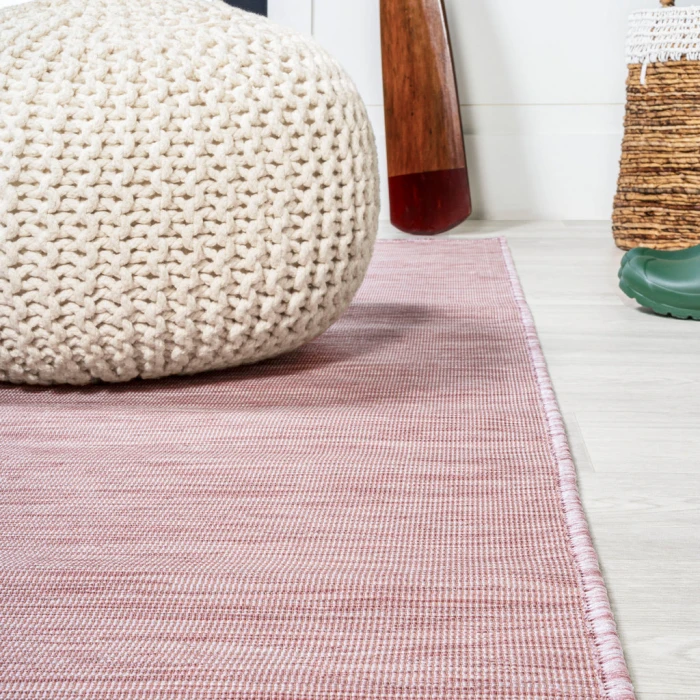 Ethan Modern Flatweave Solid Pink 2 ft. x 8 ft. Indoor/Outdoor Runner Rug