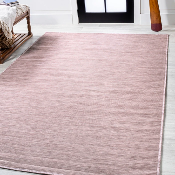 Ethan Modern Flatweave Solid Pink 8 ft. x 10 ft. Indoor/Outdoor Area Rug