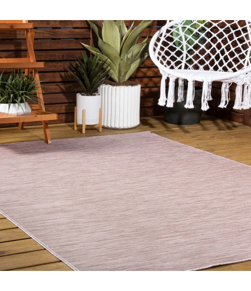 Ethan Modern Flatweave Solid Pink 3 ft. x 5 ft. Indoor/Outdoor Area Rug