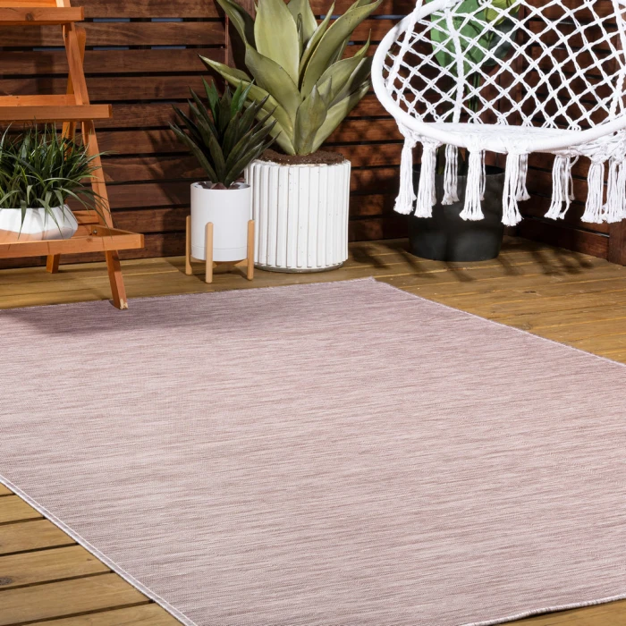 Ethan Modern Flatweave Solid Pink 8 ft. x 10 ft. Indoor/Outdoor Area Rug