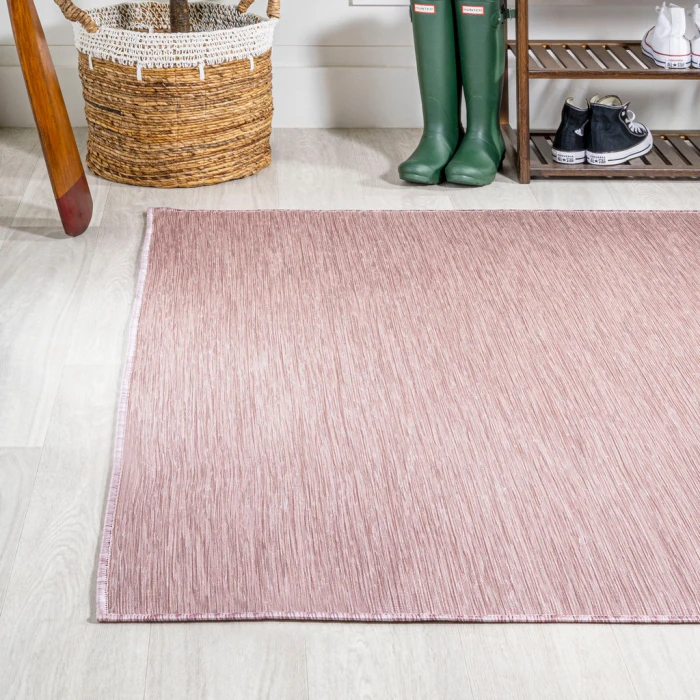 Ethan Modern Flatweave Solid Pink 8 ft. x 10 ft. Indoor/Outdoor Area Rug
