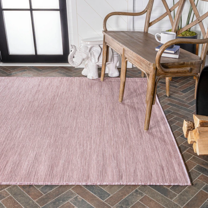 Ethan Modern Flatweave Solid Pink 8 ft. x 10 ft. Indoor/Outdoor Area Rug