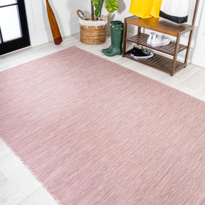 Ethan Modern Flatweave Solid Pink 8 ft. x 10 ft. Indoor/Outdoor Area Rug