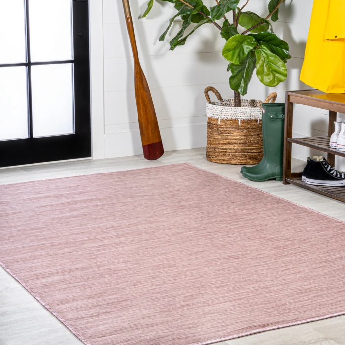 Ethan Modern Flatweave Solid Pink 8 ft. x 10 ft. Indoor/Outdoor Area Rug