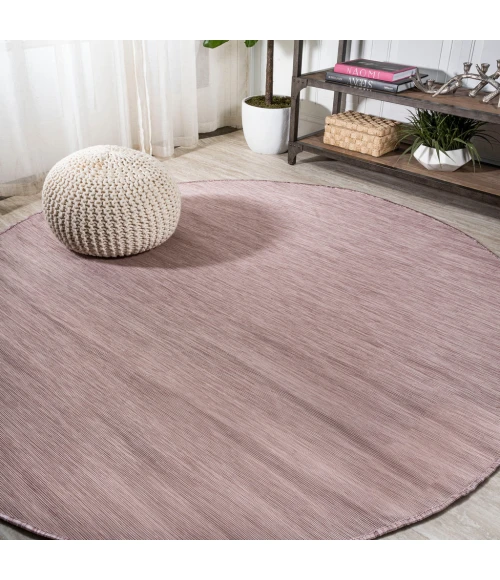 Ethan Modern Flatweave Solid Pink 6' Round Indoor/Outdoor Area Rug