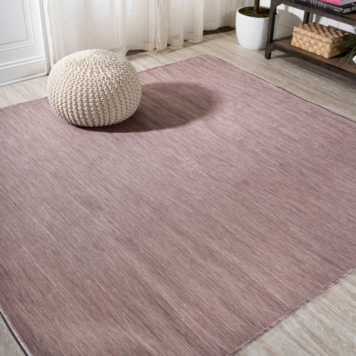 Ethan Modern Flatweave Solid Pink 6' Square Indoor/Outdoor Area Rug