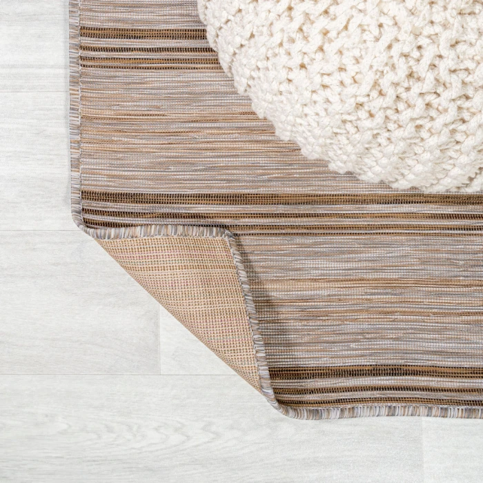 Bo Modern Farmhouse Wide Stripe Brown/Natural 2 ft. x 8 ft. Indoor/Outdoor Runner Rug