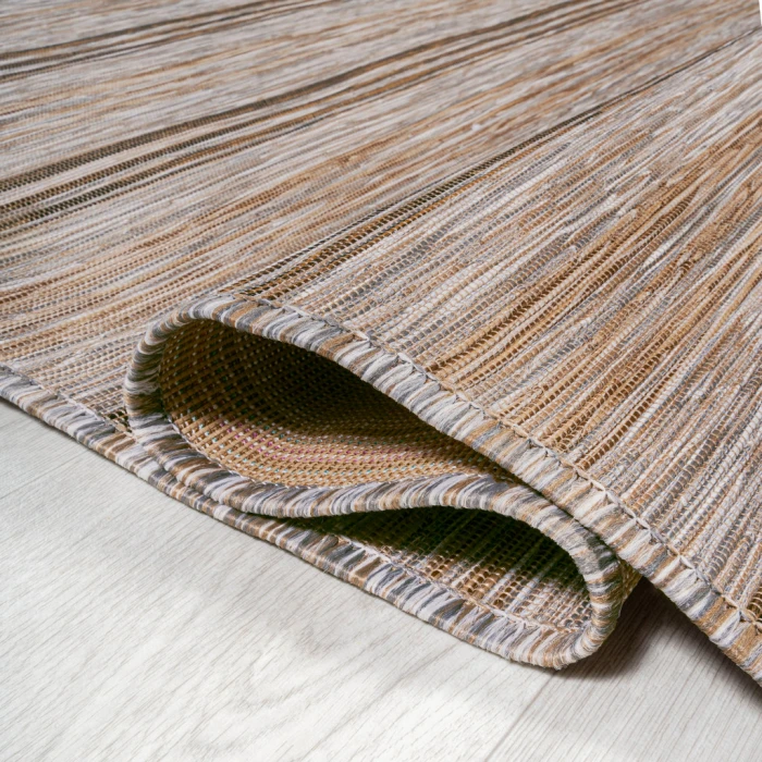 Bo Modern Farmhouse Wide Stripe Brown/Natural 2 ft. x 8 ft. Indoor/Outdoor Runner Rug