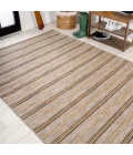 Bo Modern Farmhouse Wide Stripe Brown/Natural 8 ft. x 10 ft. Indoor/Outdoor Area Rug