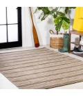 Bo Modern Farmhouse Wide Stripe Brown/Natural 8 ft. x 10 ft. Indoor/Outdoor Area Rug