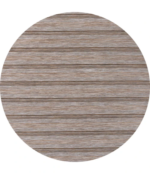 Bo Modern Farmhouse Wide Stripe Brown/Natural 6' Round Indoor/Outdoor Area Rug