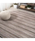 Bo Modern Farmhouse Wide Stripe Brown/Natural 6' Round Indoor/Outdoor Area Rug
