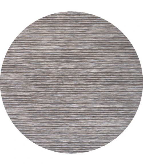 Finn Modern Farmhouse Pinstripe Dark Gray/Blue 6' Round Indoor/Outdoor Area Rug