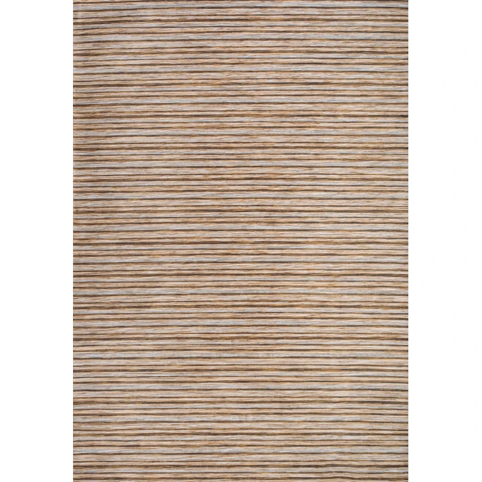 Finn Modern Farmhouse Pinstripe Brown/Natural 3 ft. x 5 ft. Indoor/Outdoor Area Rug