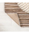 Finn Modern Farmhouse Pinstripe Brown/Natural 6' Square Indoor/Outdoor Area Rug