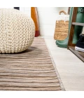 Finn Modern Farmhouse Pinstripe Brown/Natural 6' Square Indoor/Outdoor Area Rug