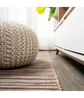 Finn Modern Farmhouse Pinstripe Brown/Natural 6' Square Indoor/Outdoor Area Rug