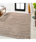 Finn Modern Farmhouse Pinstripe Brown/Natural 9 ft. x 12 ft. Indoor/Outdoor Area Rug