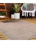 Finn Modern Farmhouse Pinstripe Brown/Natural 9 ft. x 12 ft. Indoor/Outdoor Area Rug