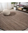 Finn Modern Farmhouse Pinstripe Brown/Natural 6' Round Indoor/Outdoor Area Rug