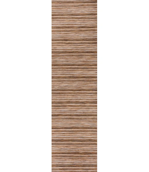 Finn Modern Farmhouse Pinstripe Natural/Brown 2 ft. x 8 ft. Indoor/Outdoor Runner Rug