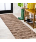 Finn Modern Farmhouse Pinstripe Natural/Brown 2 ft. x 8 ft. Indoor/Outdoor Runner Rug
