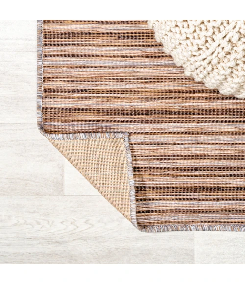 Finn Modern Farmhouse Pinstripe Natural/Brown 2 ft. x 8 ft. Indoor/Outdoor Runner Rug