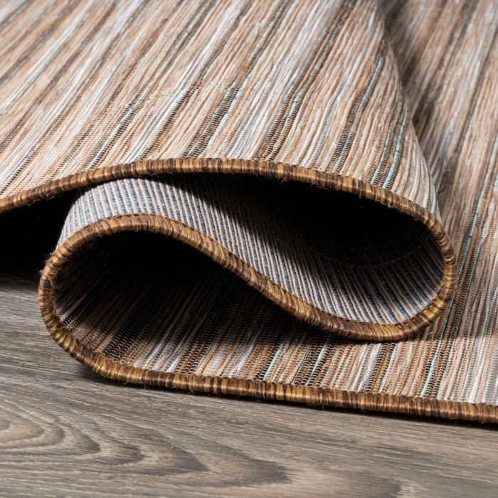 Finn Modern Farmhouse Pinstripe Natural/Brown 2 ft. x 8 ft. Indoor/Outdoor Runner Rug