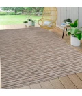 Finn Modern Farmhouse Pinstripe Natural/Brown 3 ft. x 5 ft. Indoor/Outdoor Area Rug