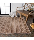 Finn Modern Farmhouse Pinstripe Natural/Brown 3 ft. x 5 ft. Indoor/Outdoor Area Rug