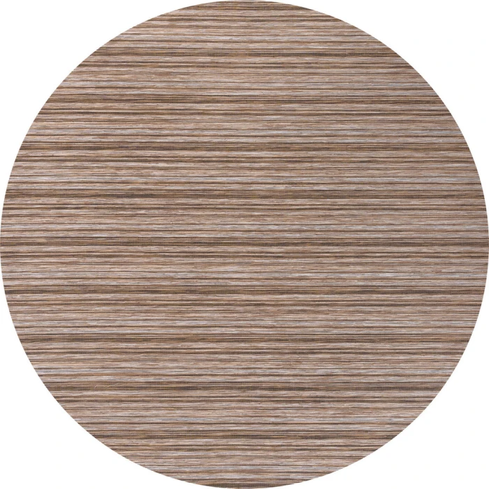 Finn Modern Farmhouse Pinstripe Natural/Brown 6' Round Indoor/Outdoor Area Rug