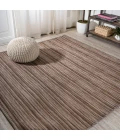 Finn Modern Farmhouse Pinstripe Natural/Brown 6' Square Indoor/Outdoor Area Rug