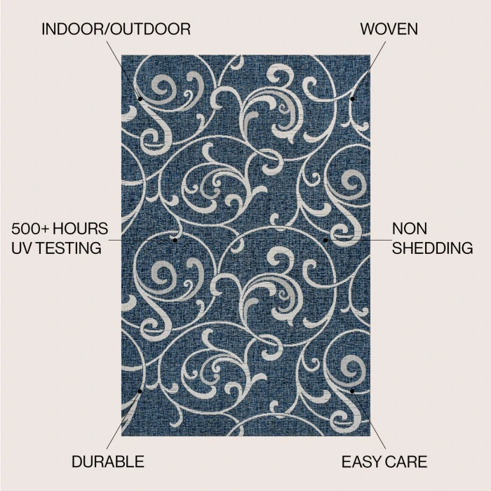 Jonathan Y TUSCAN SUN COLLECTION Blue TSN205B 2ft.-11in. X 4ft.-11in. Rect. Rug