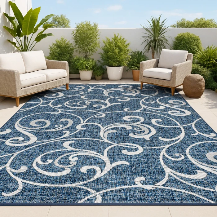 Jonathan Y TUSCAN SUN COLLECTION Blue TSN205B 2ft.-11in. X 4ft.-11in. Rect. Rug