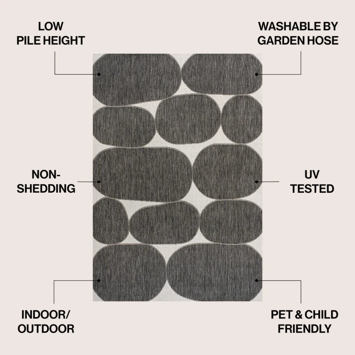 Jonathan Y TUSCAN SUN COLLECTION Black TSN305A 5ft.3in. X 7ft.7in. Rect. Rug