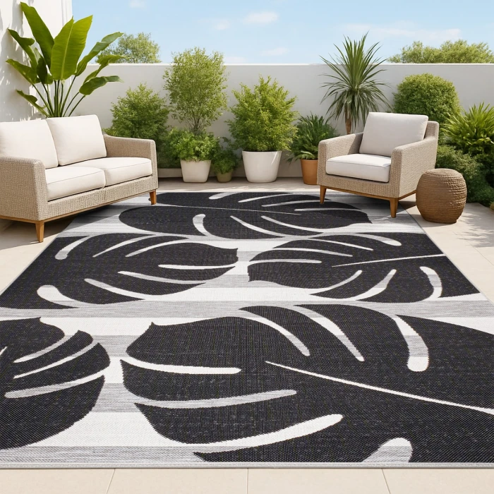 Jonathan Y TUSCAN SUN COLLECTION Black TSN400B 4ft. X 6ft. Rect. Rug