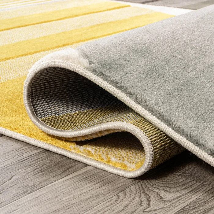 Nicky Geometric Striped Circles Gray/Yellow/Cream 2 ft. x 8 ft. Runner Rug