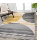 Nicky Geometric Striped Circles Gray/Yellow/Cream 3 ft. x 5 ft. Area Rug