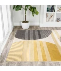 Nicky Geometric Striped Circles Gray/Yellow/Cream 3 ft. x 5 ft. Area Rug