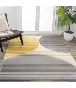 Jonathany Unique UNQ100A Gray/Yellow/Cream Area Rug 3 ft. 3 in. X 4 ft. 11 in. Rectangle