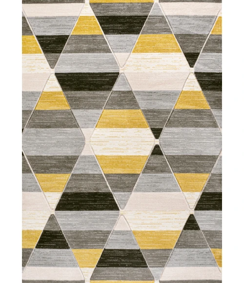 Kehoe Retro Diamonds Geometric Yellow/Gray/Cream 3 ft. x 5 ft. Area Rug