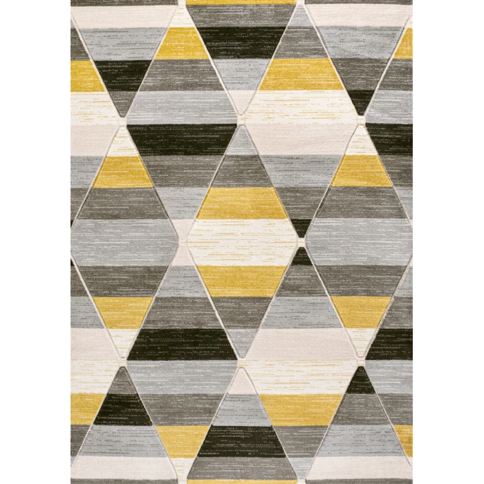 Kehoe Retro Diamonds Geometric Yellow/Gray/Cream 8 ft. x 10 ft. Area Rug