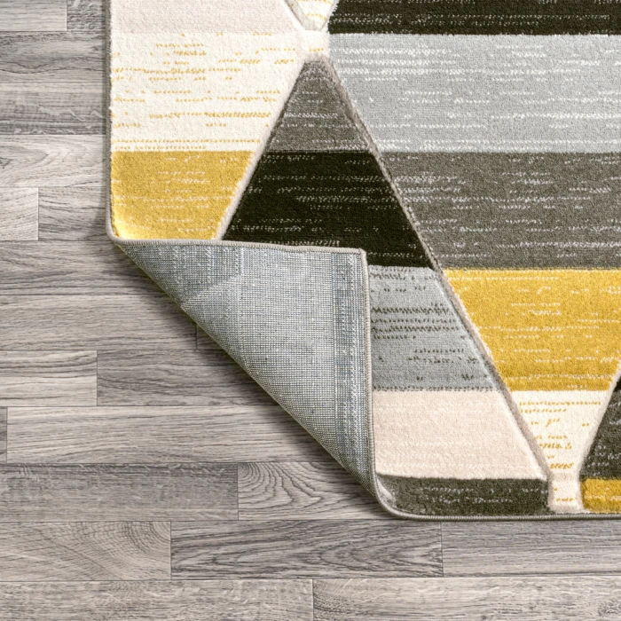 Kehoe Retro Diamonds Geometric Yellow/Gray/Cream 2 ft. x 8 ft. Runner Rug