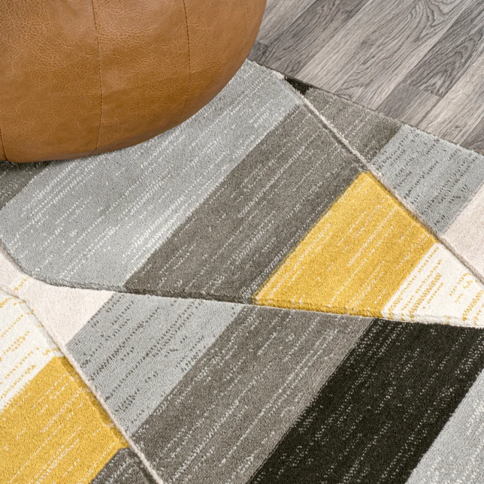 Kehoe Retro Diamonds Geometric Yellow/Gray/Cream 2 ft. x 8 ft. Runner Rug