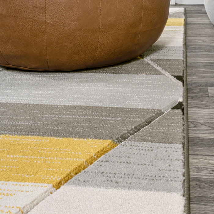 Kehoe Retro Diamonds Geometric Yellow/Gray/Cream 2 ft. x 8 ft. Runner Rug