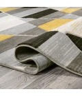 Kehoe Retro Diamonds Geometric Yellow/Gray/Cream 2 ft. x 8 ft. Runner Rug
