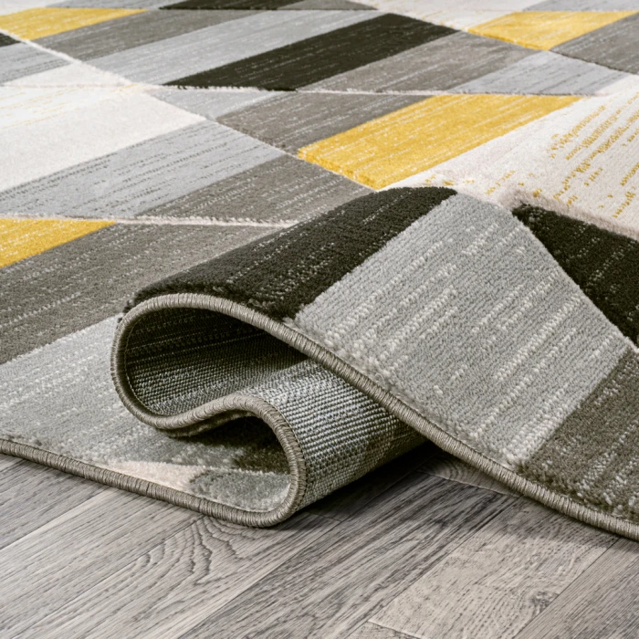 Kehoe Retro Diamonds Geometric Yellow/Gray/Cream 2 ft. x 8 ft. Runner Rug